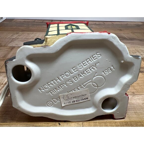 Dept 56 North Pole Series "Rimpys Bakery" Lighted Porcelain House 1991 - Picture 5 of 6